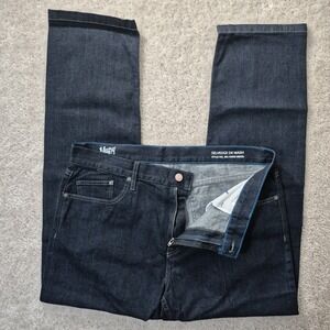 Mugsy Selvedge Jeans Mens 38x32 Dark Wash Denim Straight Leg Preppy Hipster Logo